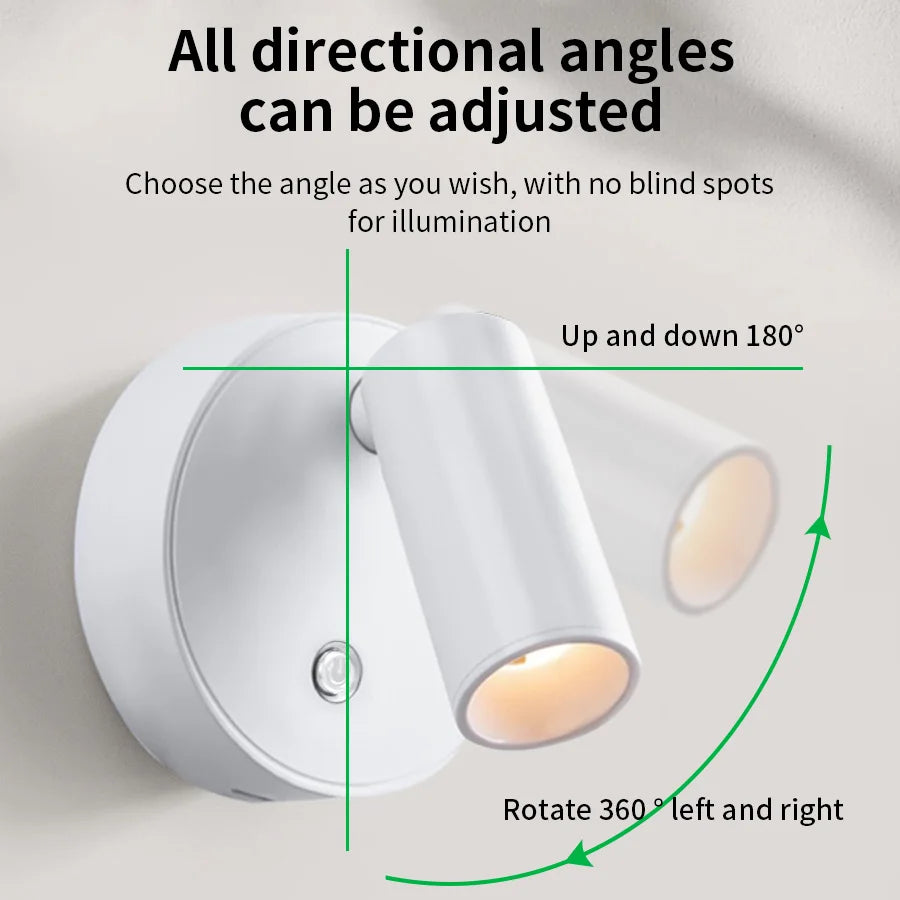 Magnetic Base USB Rechargeable LED Cordless Wall Light Touch Switch Black White Gold Silvery Dimmable Bedside Lamp For Reading