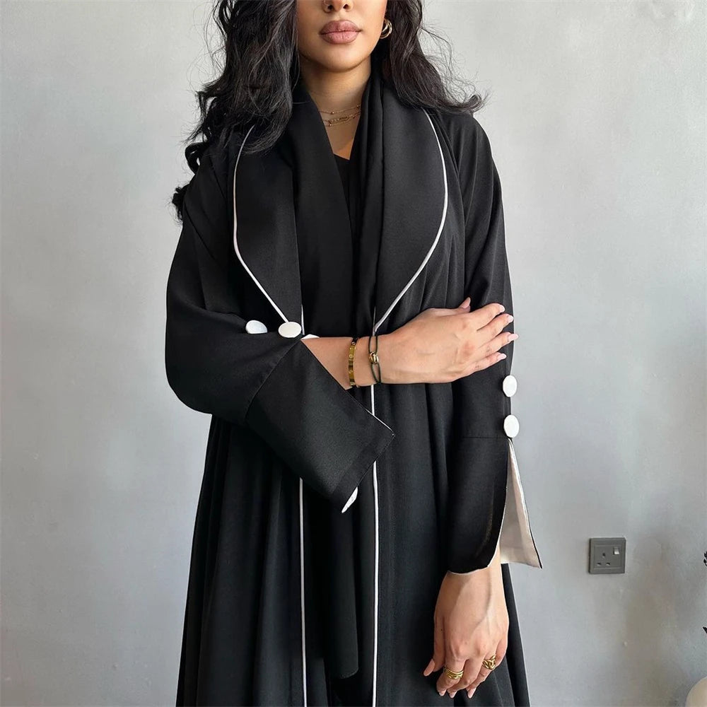 Button Split Sleeve Kimono Abaya - Dubai Style