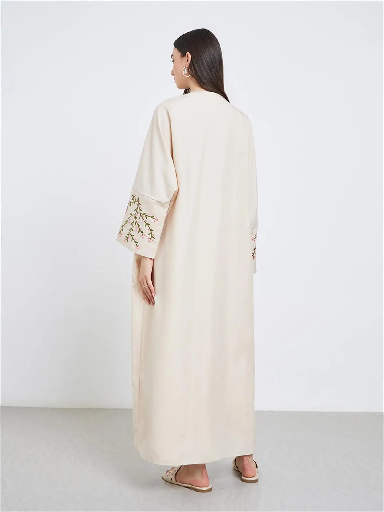 Embroidered Open Front Abaya - Full Sleeve