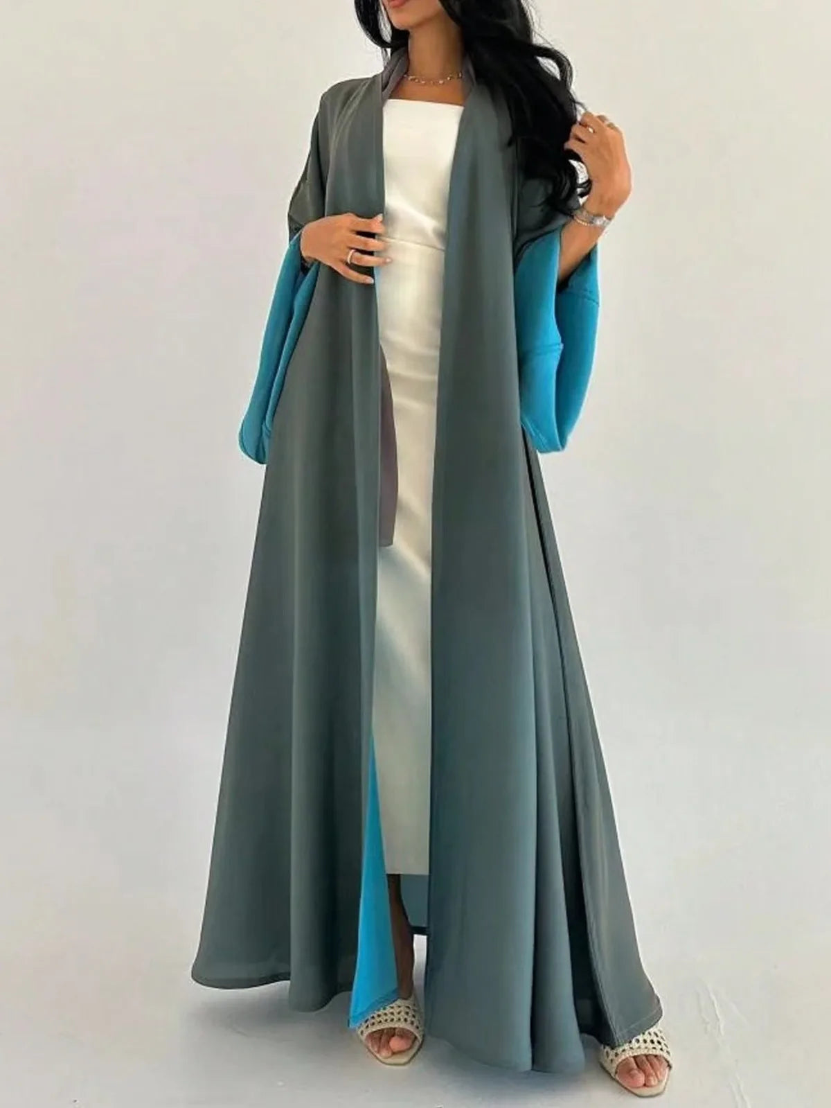 Reversible Loose Abaya with Full Sleeves - Two-Tone Design