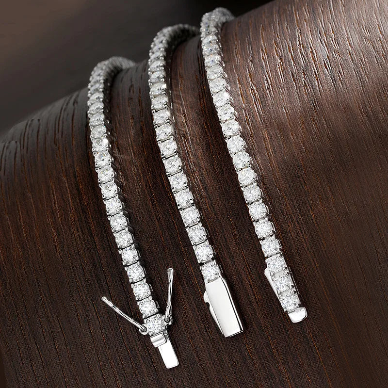 KNOBSPIN D VVS1 Moissanite Tennis Bracelet Original s925 Sterling Silver Plated 18k White Gold with GRA Bracelets for Women Man