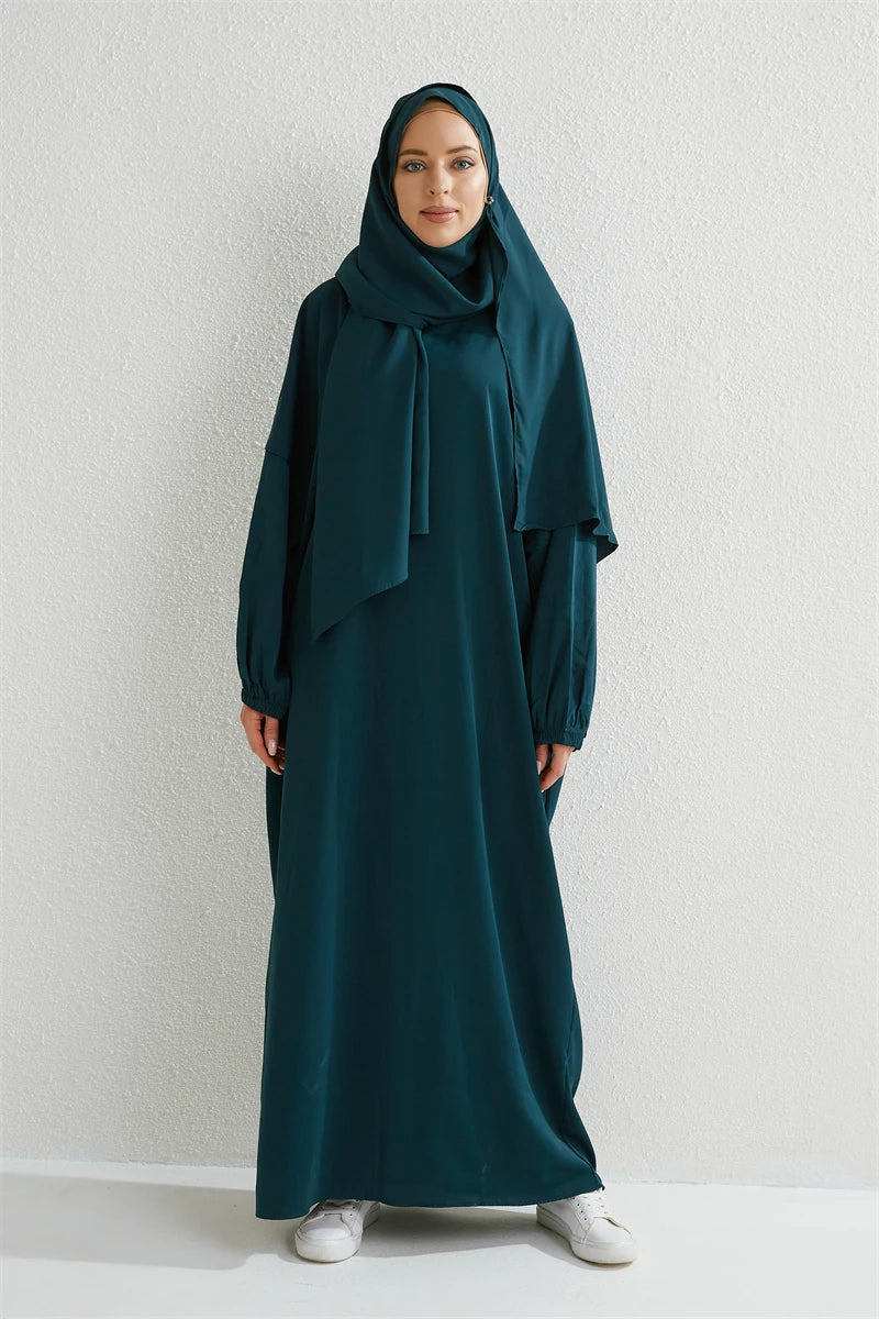 One-Piece Prayer Abaya with Elastic Sleeves