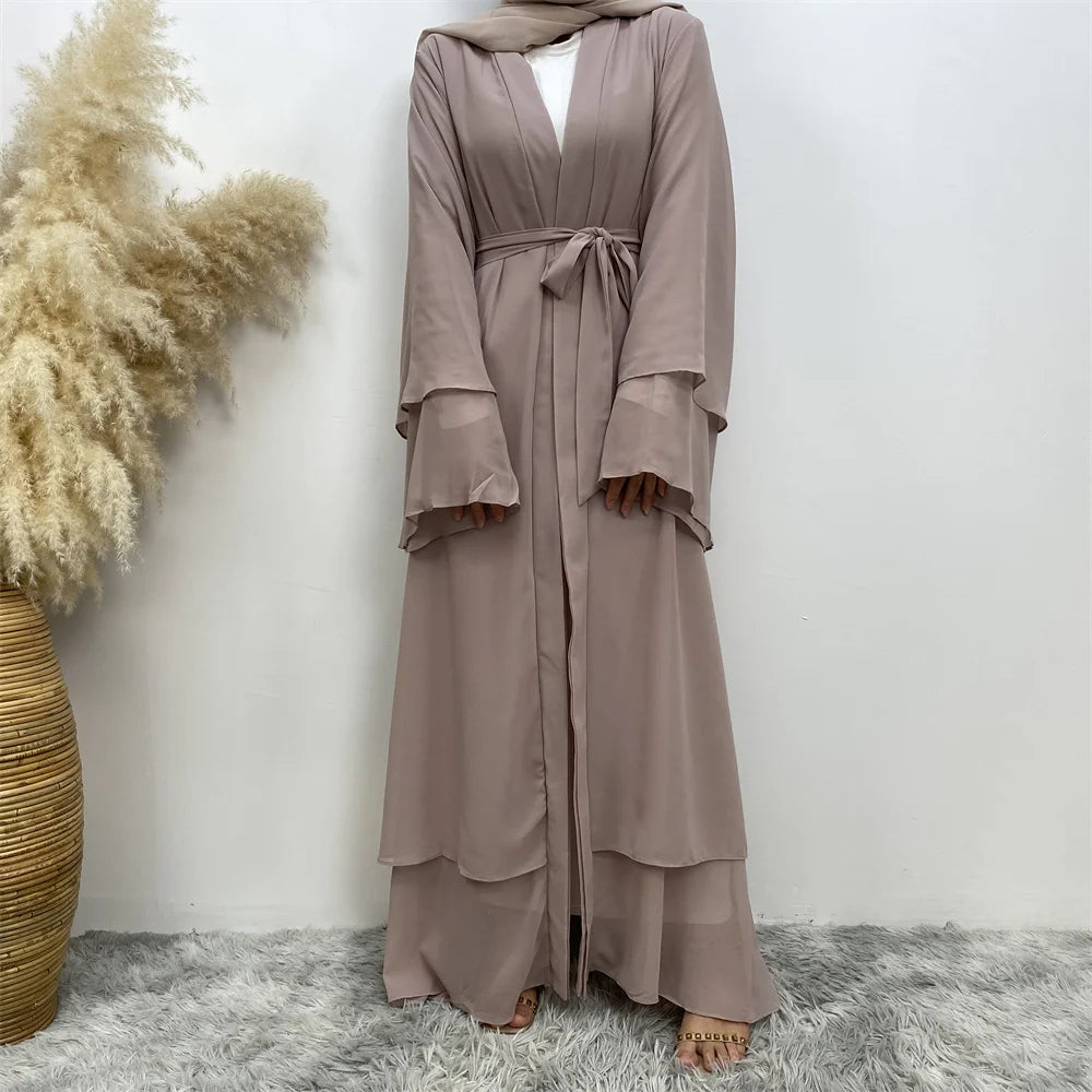Chiffon Abaya Kimono with Belt - Dubai Style