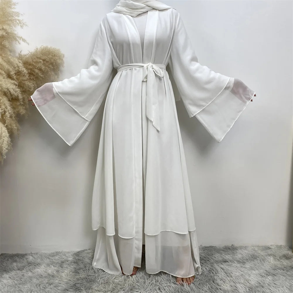 Chiffon Abaya Kimono with Belt - Dubai Style
