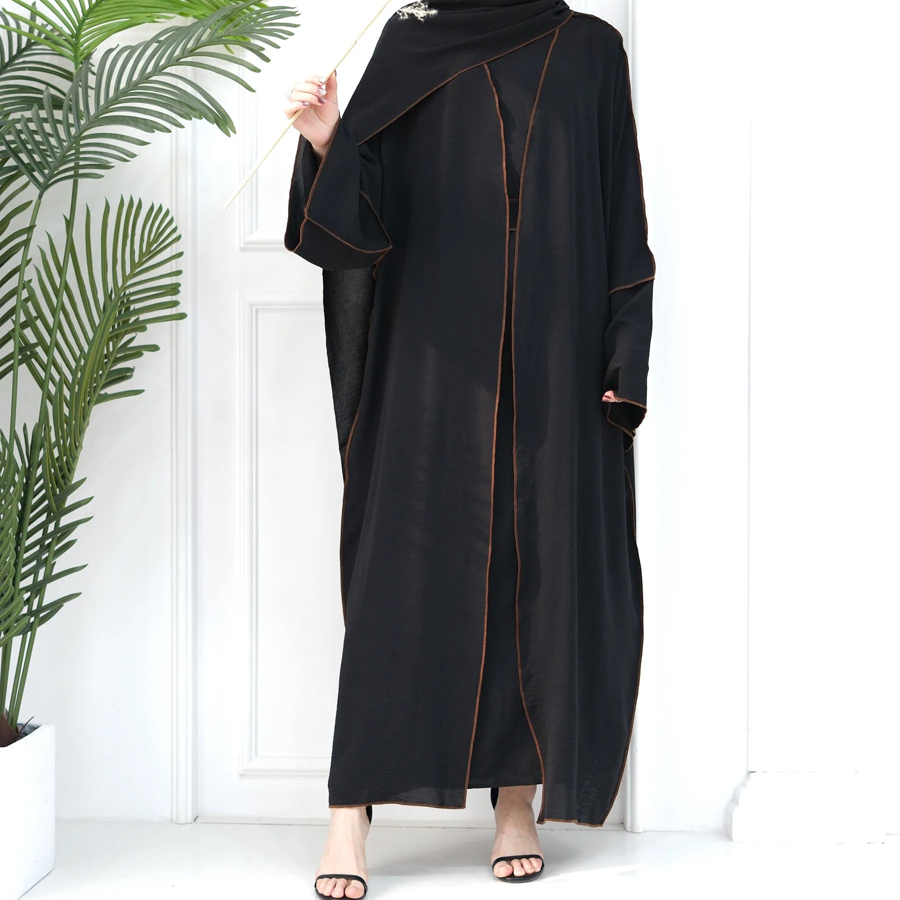 2-Piece Abaya Set - Slip Dress with Cardigan