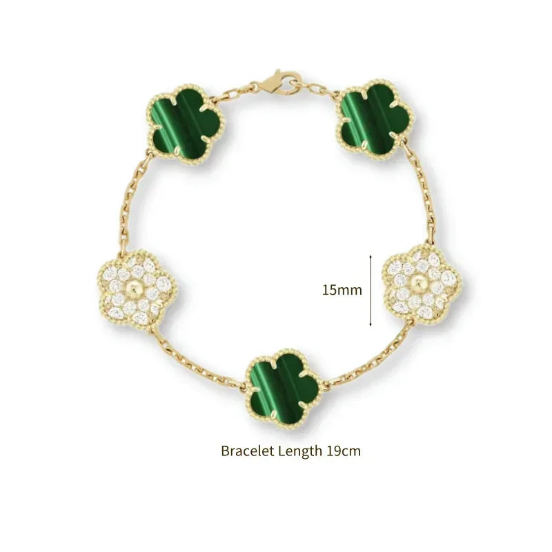 2025 New Hot Selling High Quality Natural Gemstone Four Leaf Flower/Five Leaf Flower Women Bracelet Luxury Jewelry