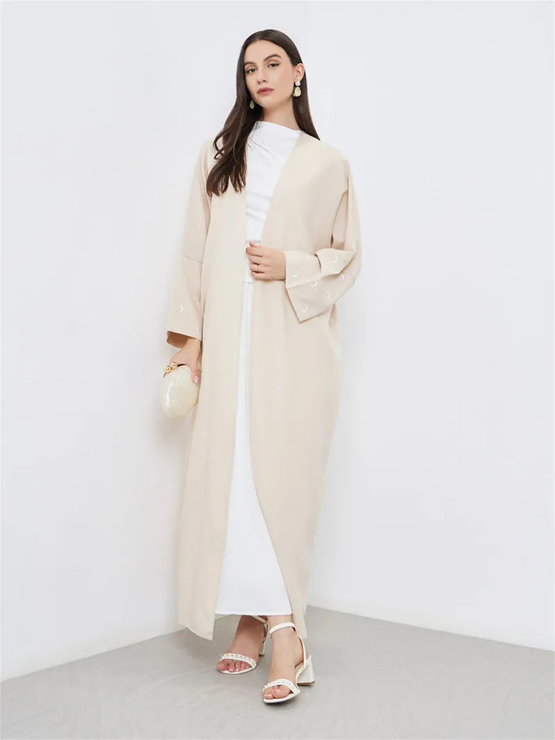 Moon Embroidered Abaya - Loose Long Sleeve Kaftan