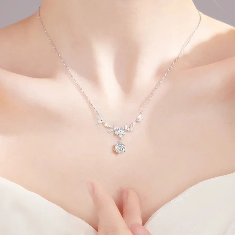 Halaile D Color Moissanite S925 Sterling Silver Cassia Twig Necklace Trendy Neck Chain Fine Jewelry Women Wedding Gift