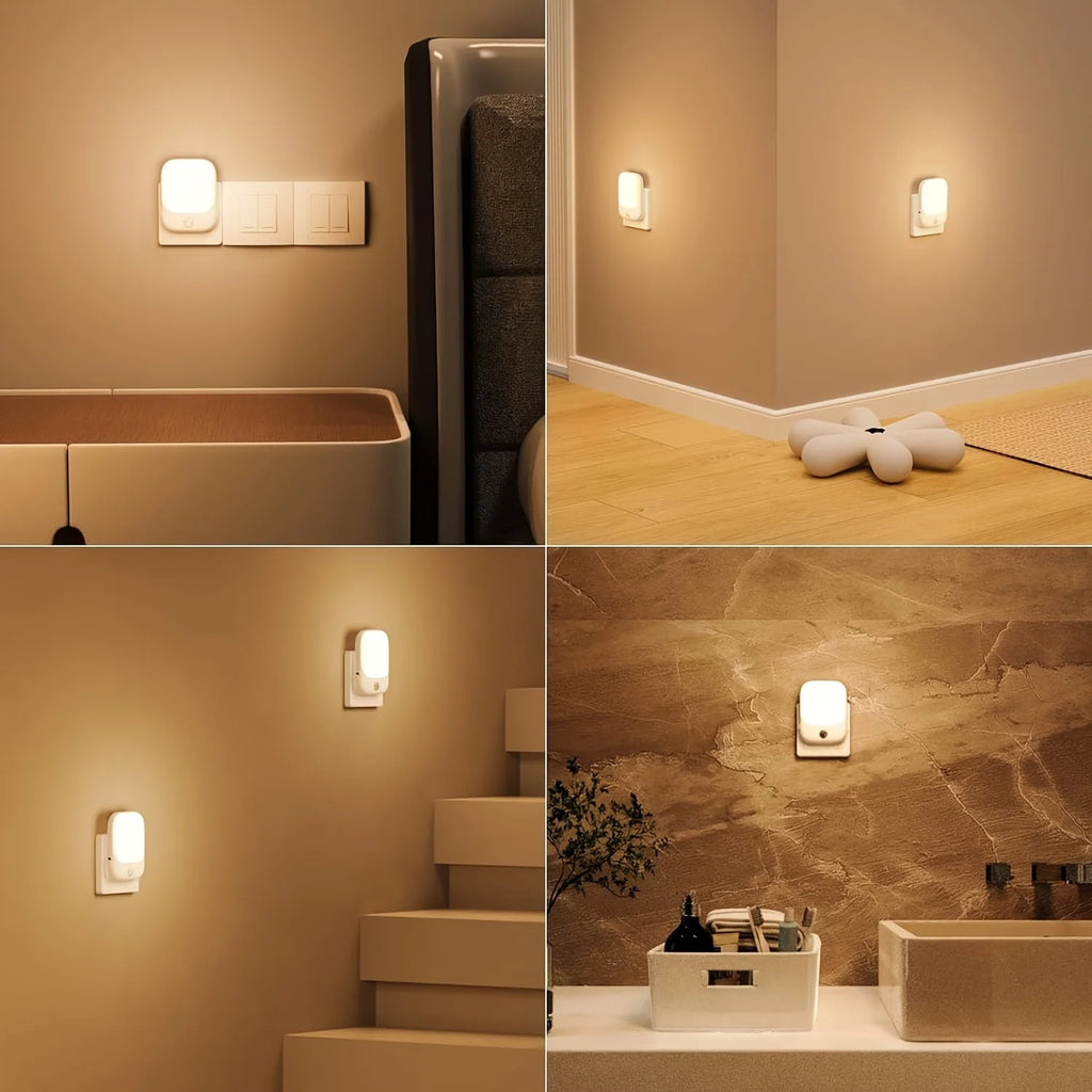 1/2Pc EU Plug Night Light with Motion Sensor, LED Night Light Socket with 3 Modes and 5 Brightness Dimmable for Bedroom