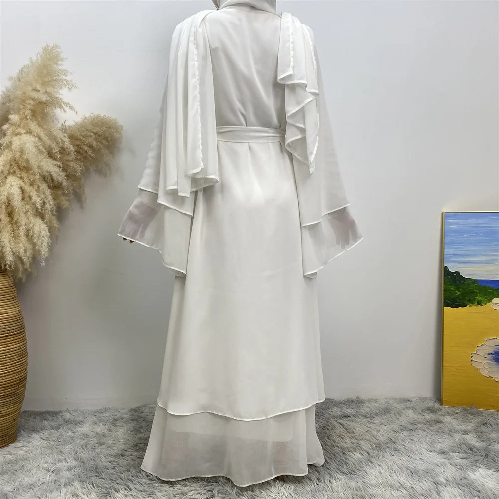 Chiffon Abaya Kimono with Belt - Dubai Style