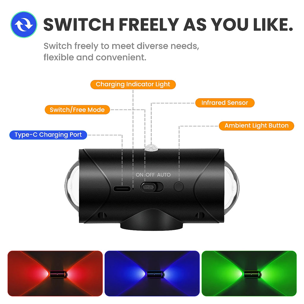 LED Motion Sensor Light, 8 Lighting Effects, Up/Down Lighting Design Rechargeable Cordless Wall Lamps for Indoor Bedroom Hallway