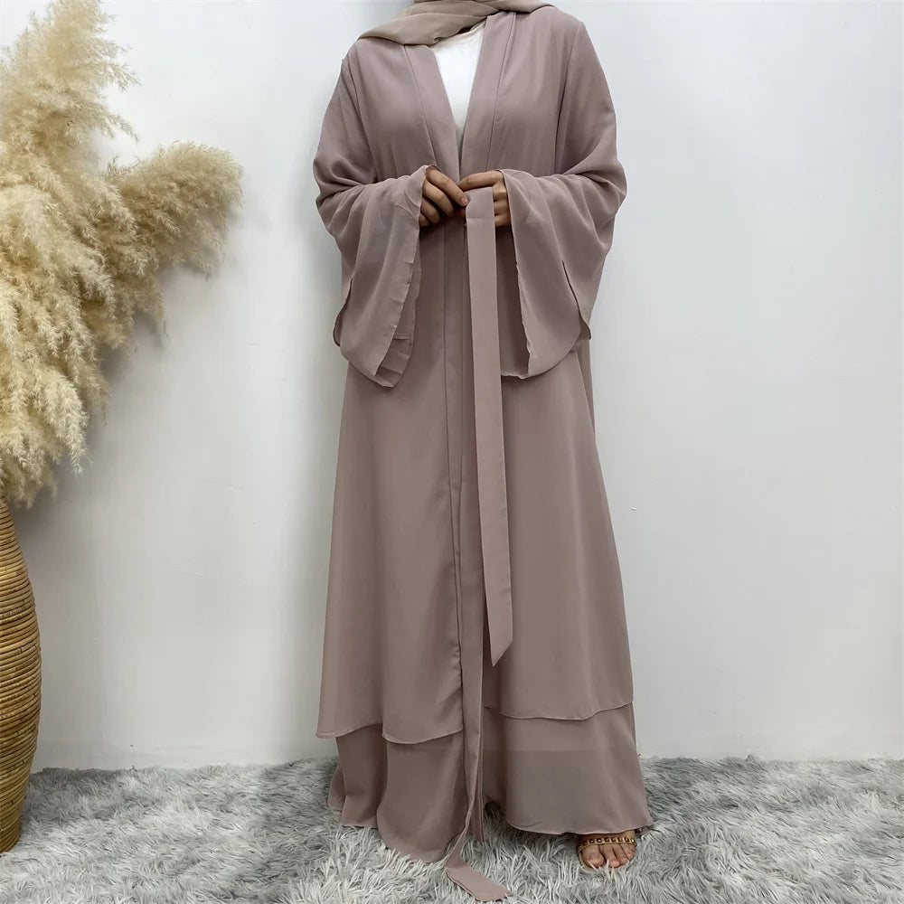 Chiffon Abaya Kimono with Belt - Dubai Style