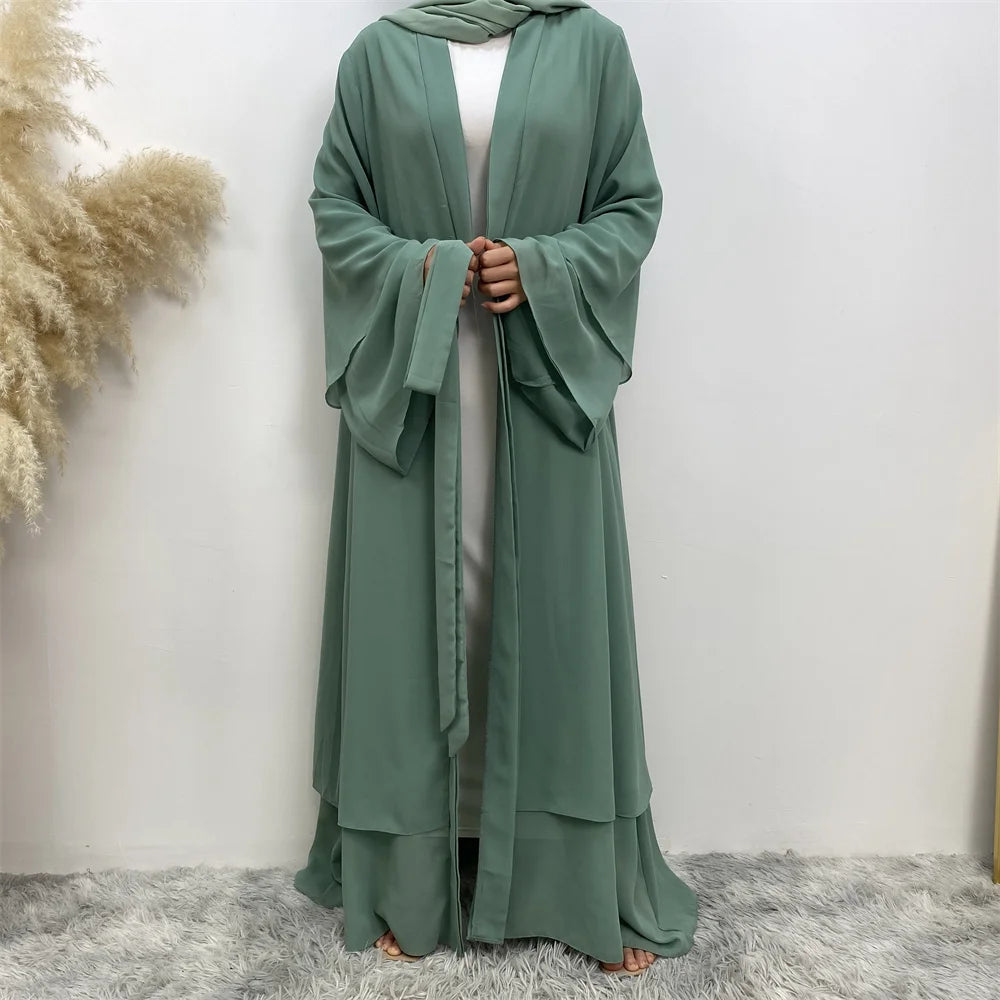 Chiffon Abaya Kimono with Belt - Dubai Style