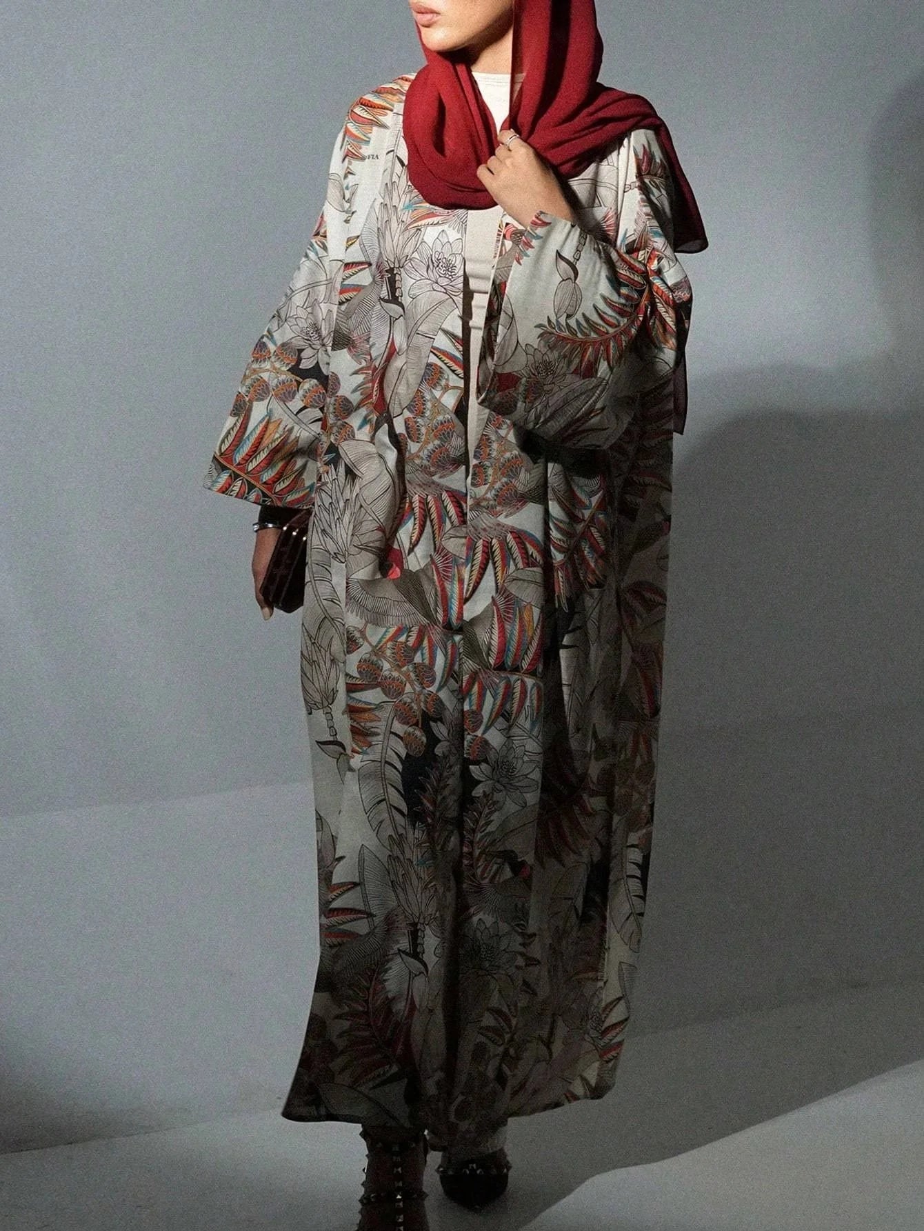 Floral Printed Abaya with Full Sleeves