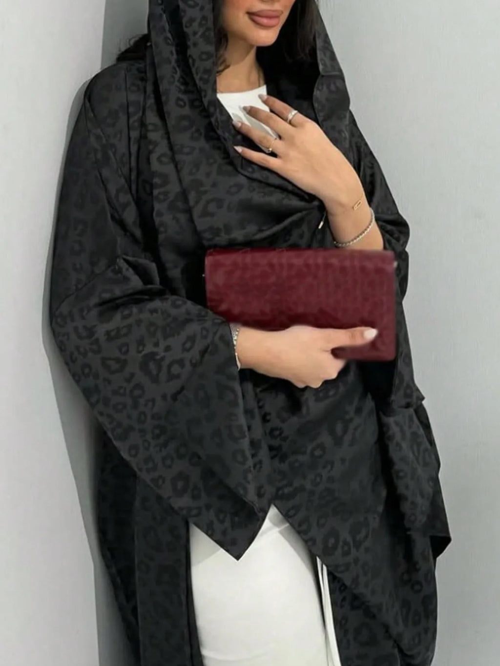 Printed Kaftan Abaya with Hijab - Full Sleeves