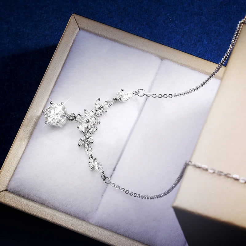 Halaile D Color Moissanite S925 Sterling Silver Cassia Twig Necklace Trendy Neck Chain Fine Jewelry Women Wedding Gift