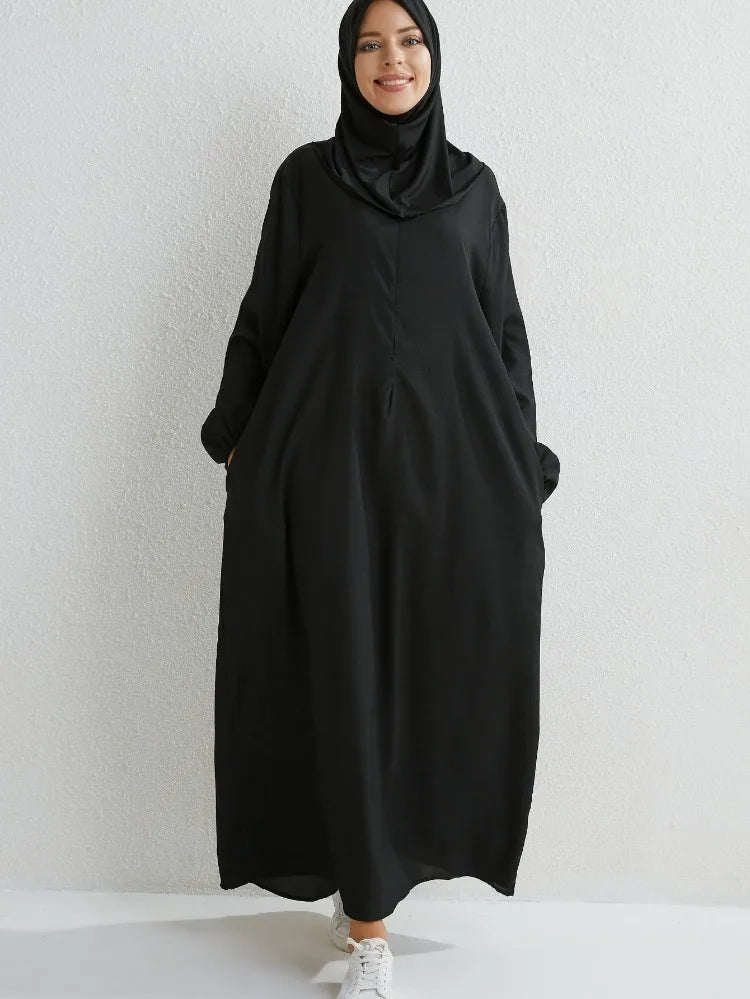 Black Full Sleeve Abaya - Modest Maxi Dress