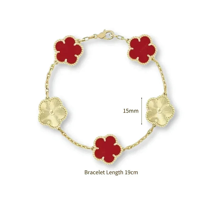 2025 New Hot Selling High Quality Natural Gemstone Four Leaf Flower/Five Leaf Flower Women Bracelet Luxury Jewelry