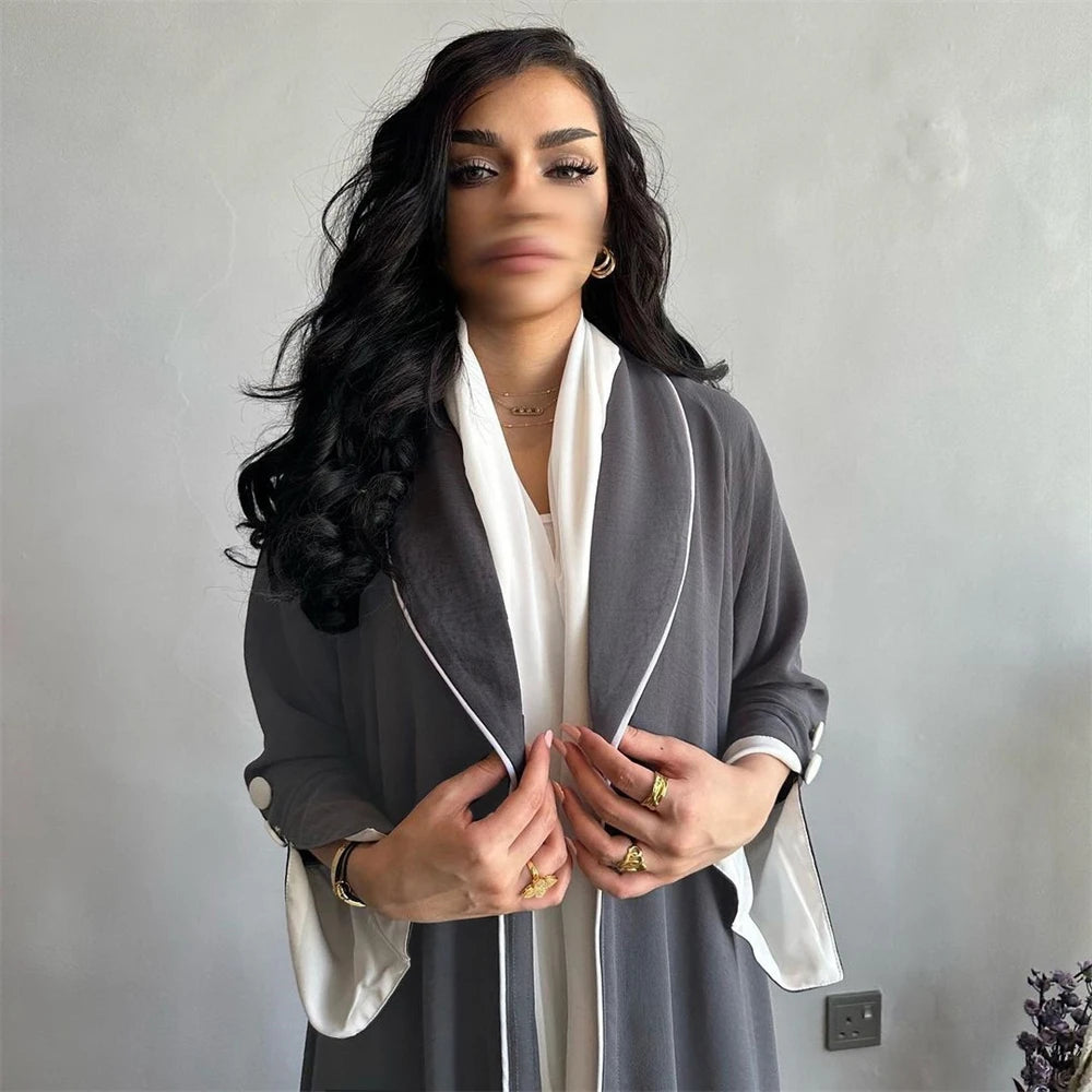 Button Split Sleeve Kimono Abaya - Dubai Style