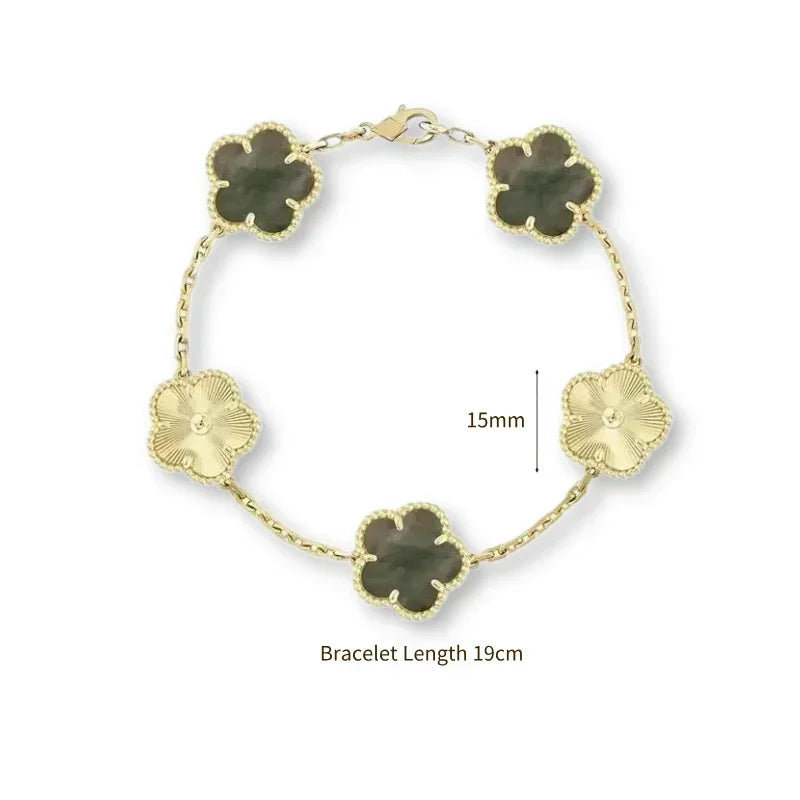 2025 New Hot Selling High Quality Natural Gemstone Four Leaf Flower/Five Leaf Flower Women Bracelet Luxury Jewelry