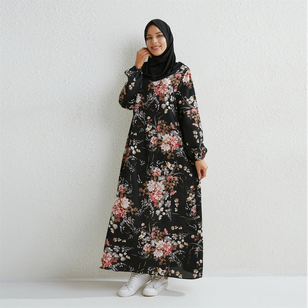 Black Loose Abaya Plain or Floral Print