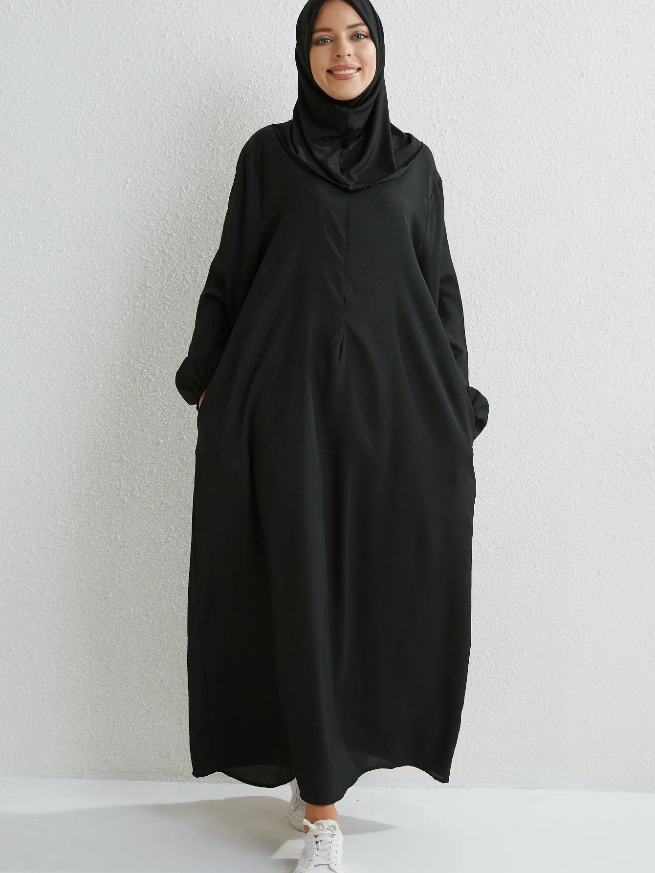 Black Full Sleeve Abaya - Modest Maxi Dress