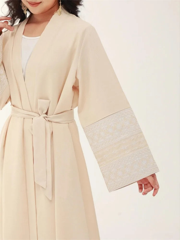 Embroidered Abaya with Belt - Full Sleeves