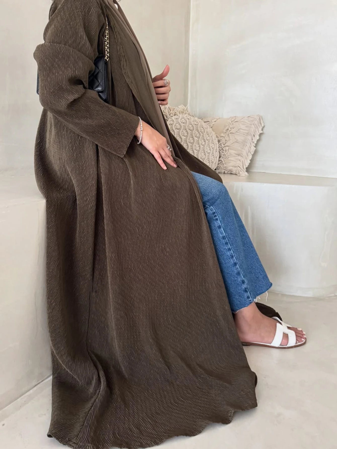 Full Sleeve Abaya with Hijab - Open Front Jilbab Set