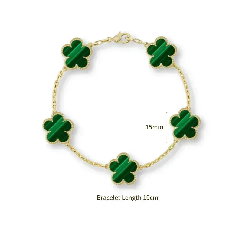 2025 New Hot Selling High Quality Natural Gemstone Four Leaf Flower/Five Leaf Flower Women Bracelet Luxury Jewelry