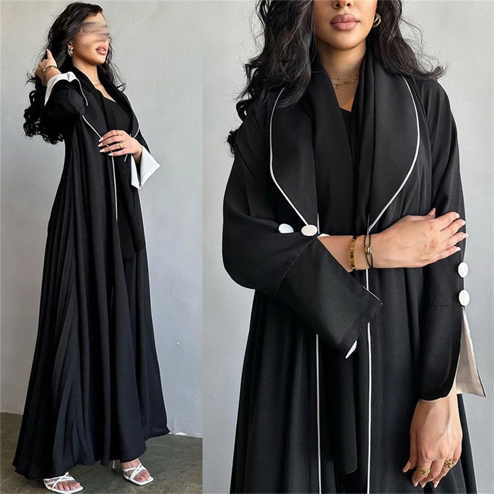 Button Split Sleeve Kimono Abaya - Dubai Style