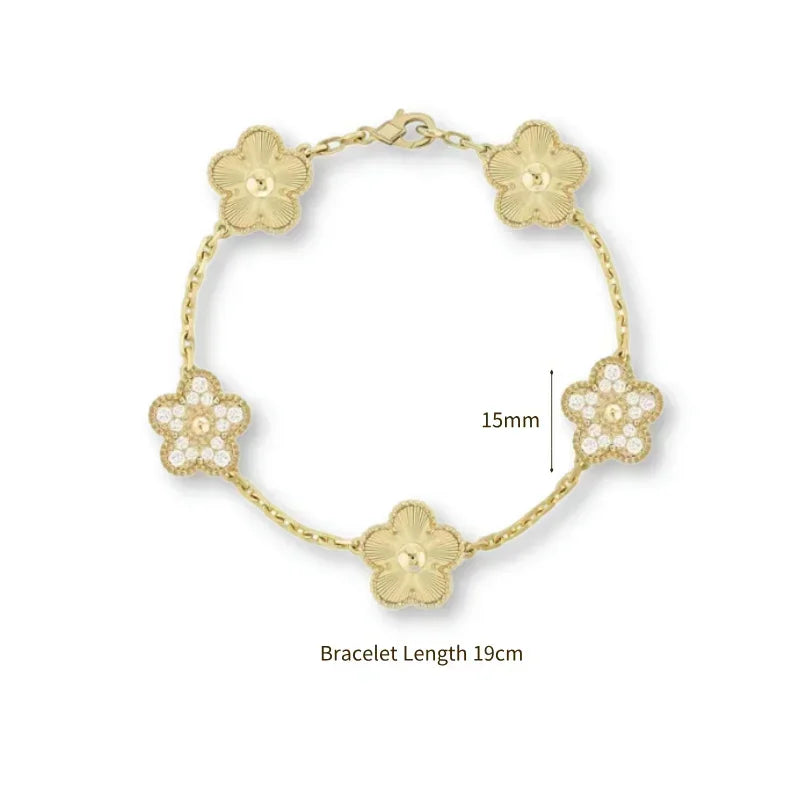 2025 New Hot Selling High Quality Natural Gemstone Four Leaf Flower/Five Leaf Flower Women Bracelet Luxury Jewelry