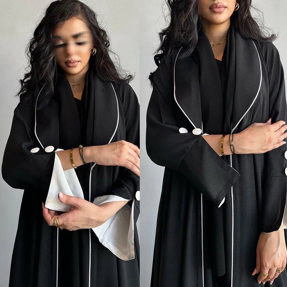 Button Split Sleeve Kimono Abaya - Dubai Style
