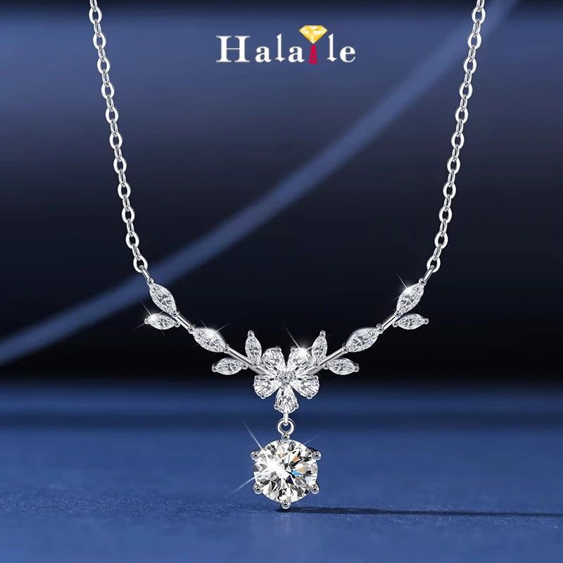 Halaile D Color Moissanite S925 Sterling Silver Cassia Twig Necklace Trendy Neck Chain Fine Jewelry Women Wedding Gift