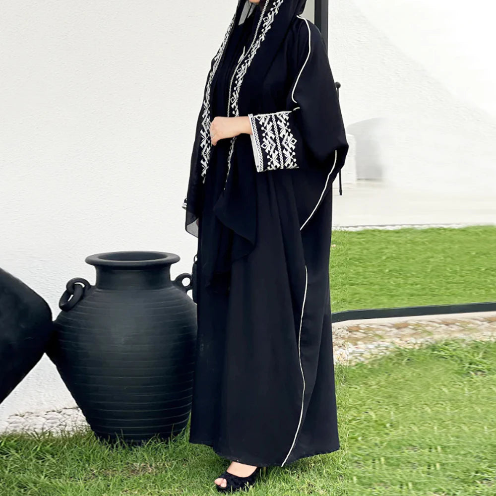 Embroidered Abaya Hijab Dress - Moroccan Caftan