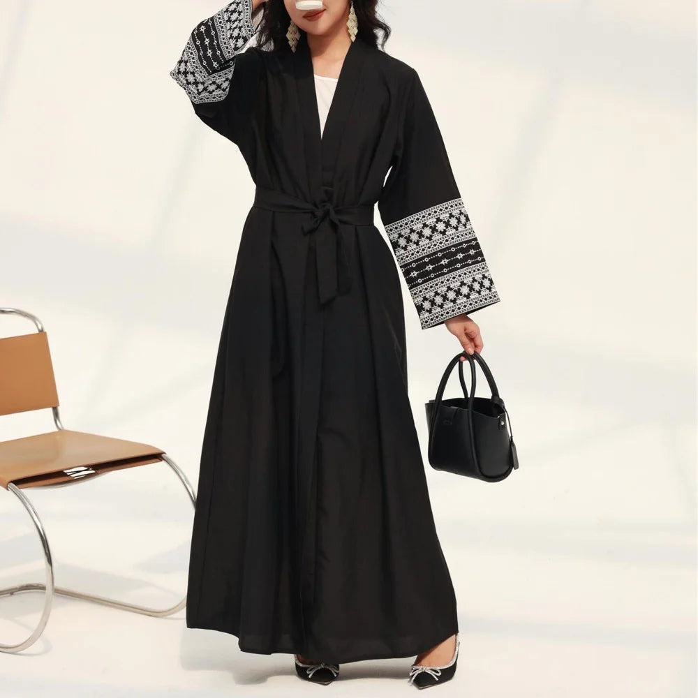 Embroidered Abaya with Belt - Full Sleeves