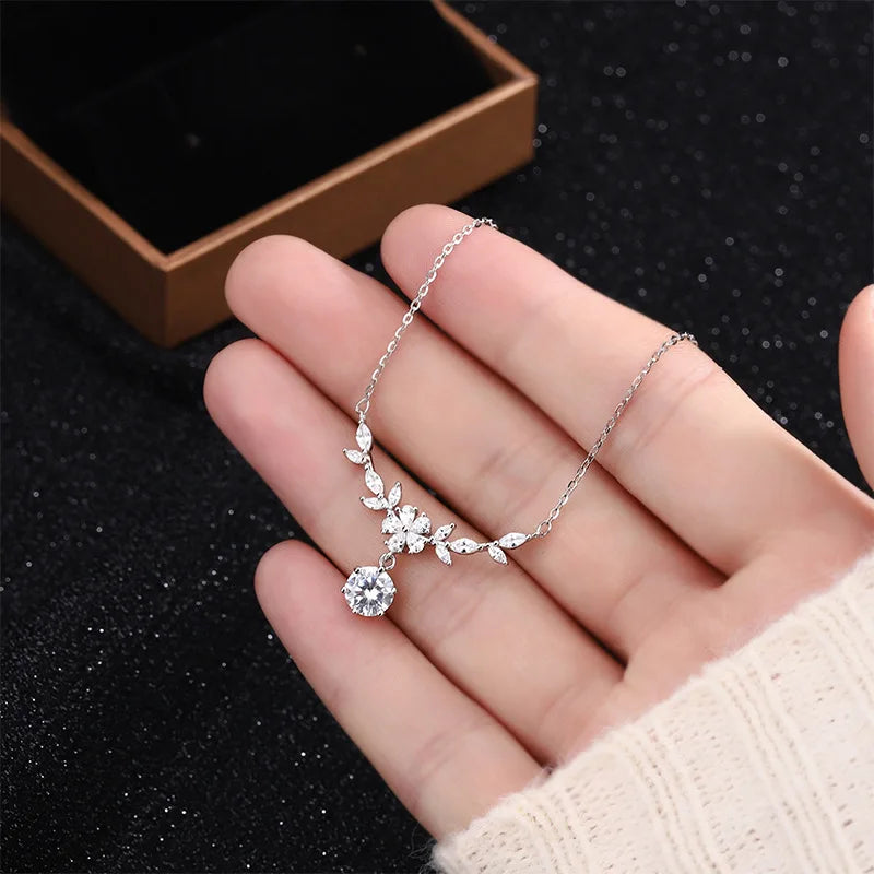 Halaile D Color Moissanite S925 Sterling Silver Cassia Twig Necklace Trendy Neck Chain Fine Jewelry Women Wedding Gift