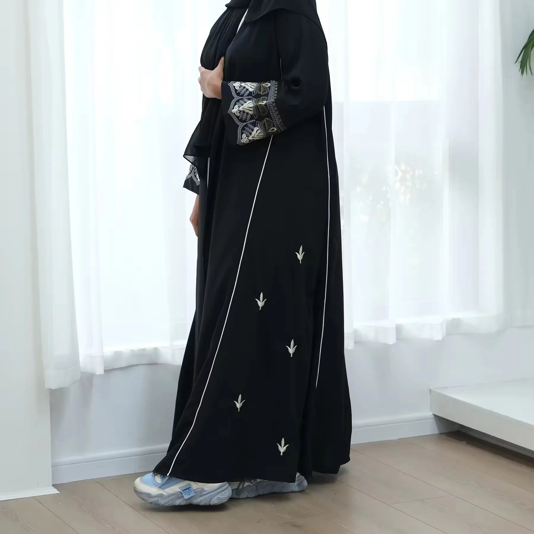 Embroidered Kimono Abaya - Oversized Muslim Robe