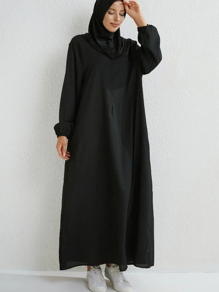 Black Full Sleeve Abaya - Modest Maxi Dress