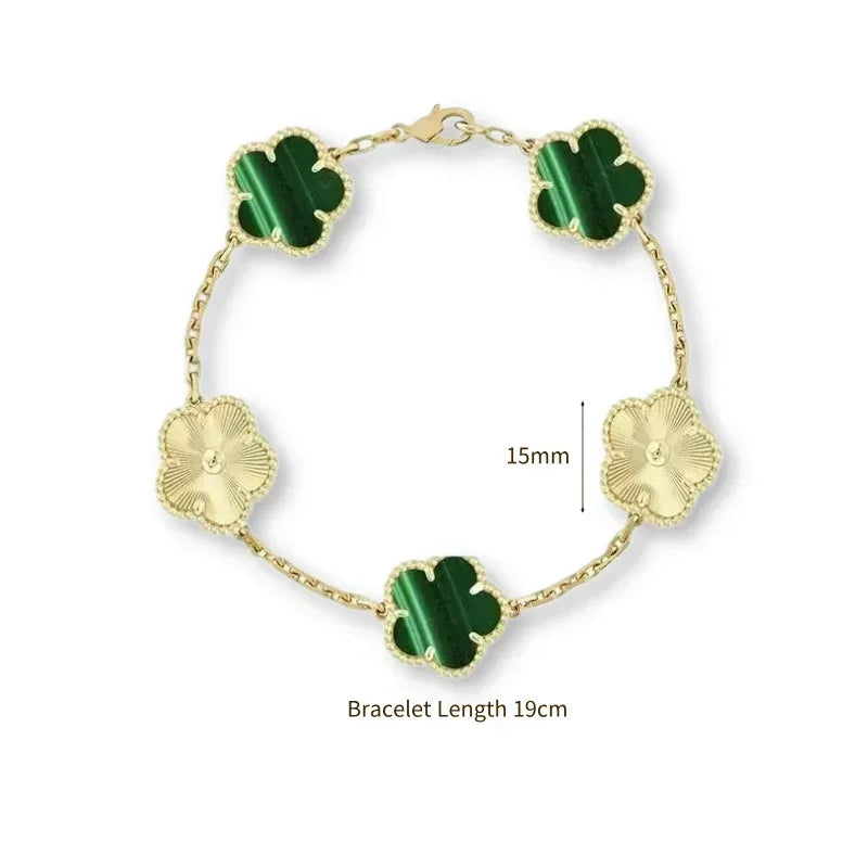 2025 New Hot Selling High Quality Natural Gemstone Four Leaf Flower/Five Leaf Flower Women Bracelet Luxury Jewelry