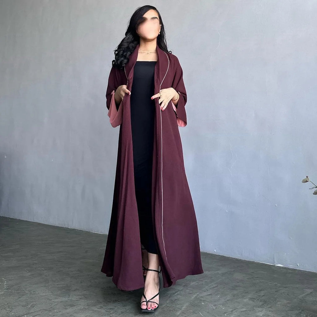 Button Split Sleeve Kimono Abaya - Dubai Style