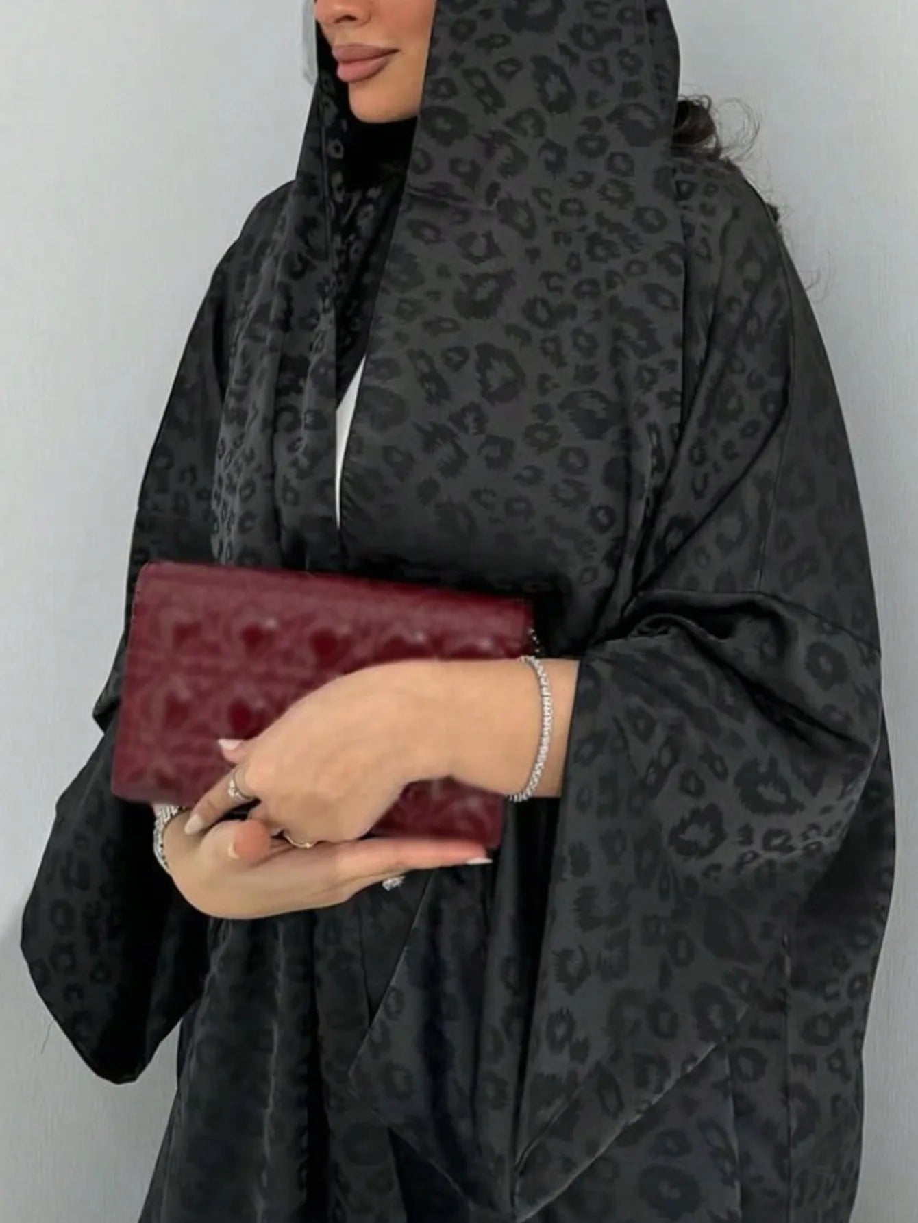 Printed Kaftan Abaya with Hijab - Full Sleeves