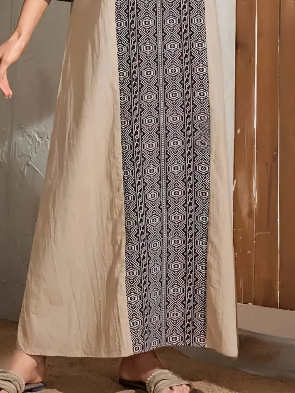 Printed Kaftan Dress - Mid Sleeves