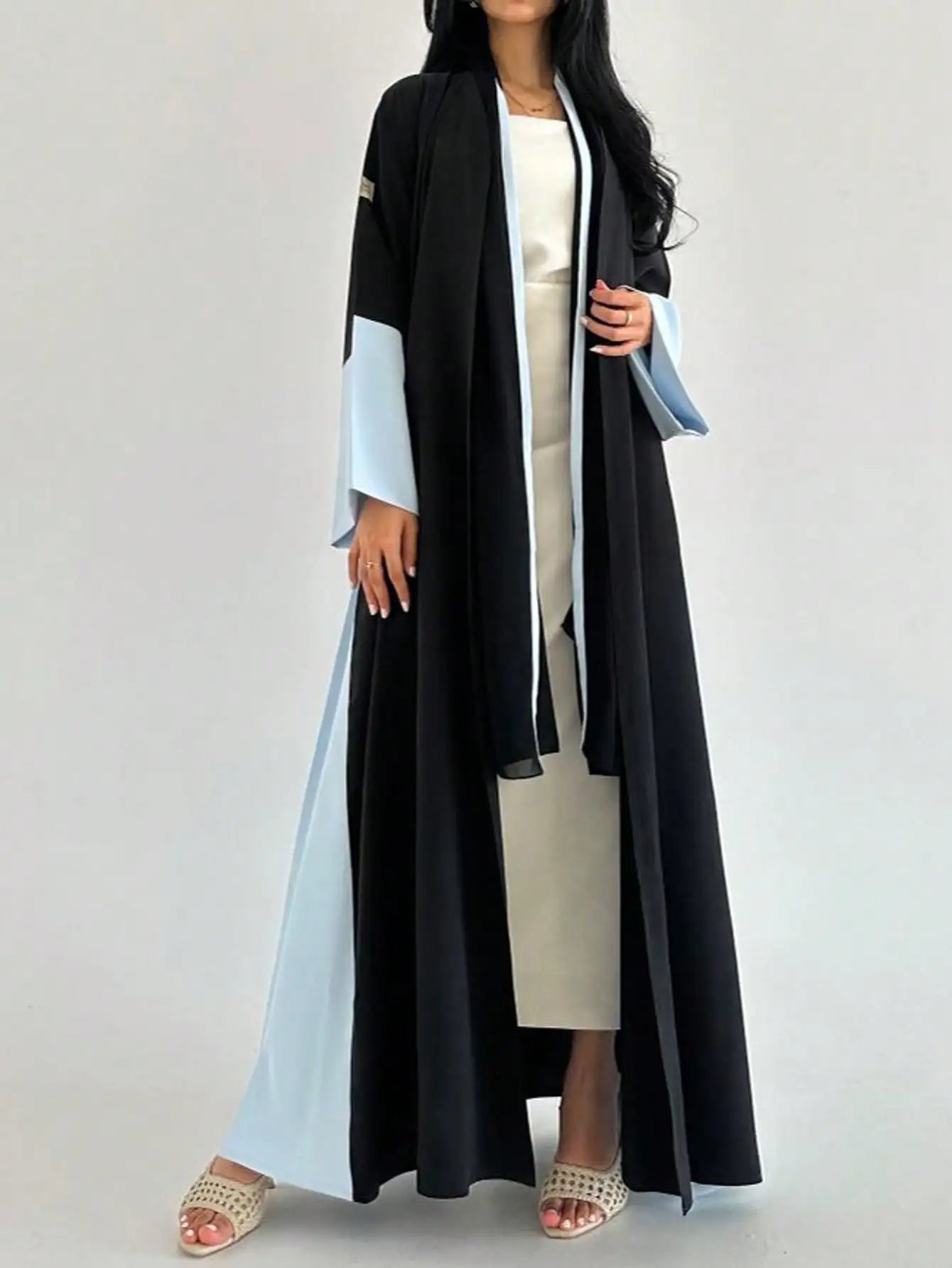 Elegant Multi-Color Open Front Abaya - Full Sleeve