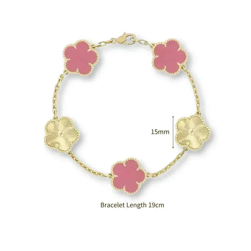 2025 New Hot Selling High Quality Natural Gemstone Four Leaf Flower/Five Leaf Flower Women Bracelet Luxury Jewelry