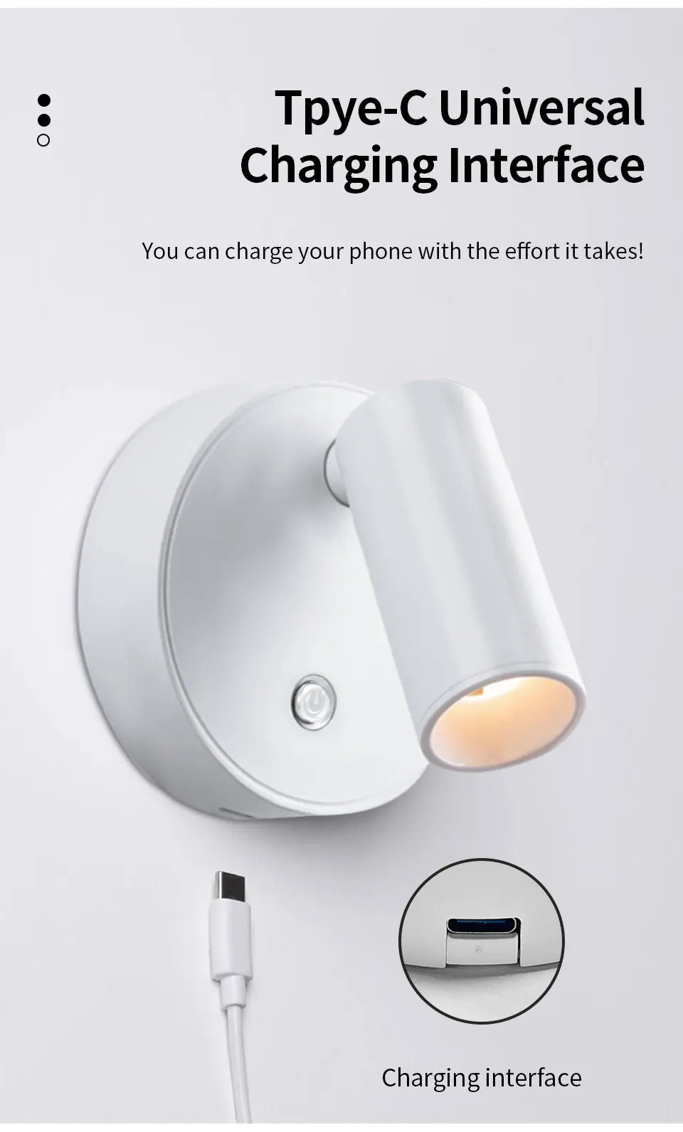 Magnetic Base USB Rechargeable LED Cordless Wall Light Touch Switch Black White Gold Silvery Dimmable Bedside Lamp For Reading