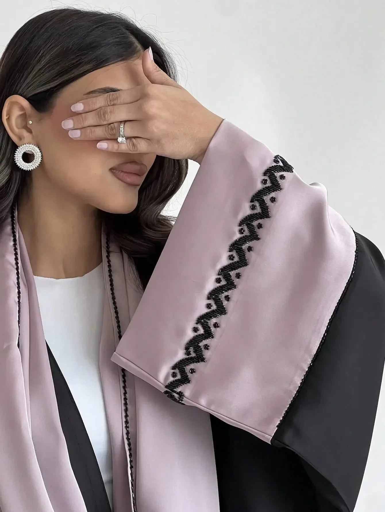 Embroidered Kaftan Abaya with Hijab - Full Sleeves