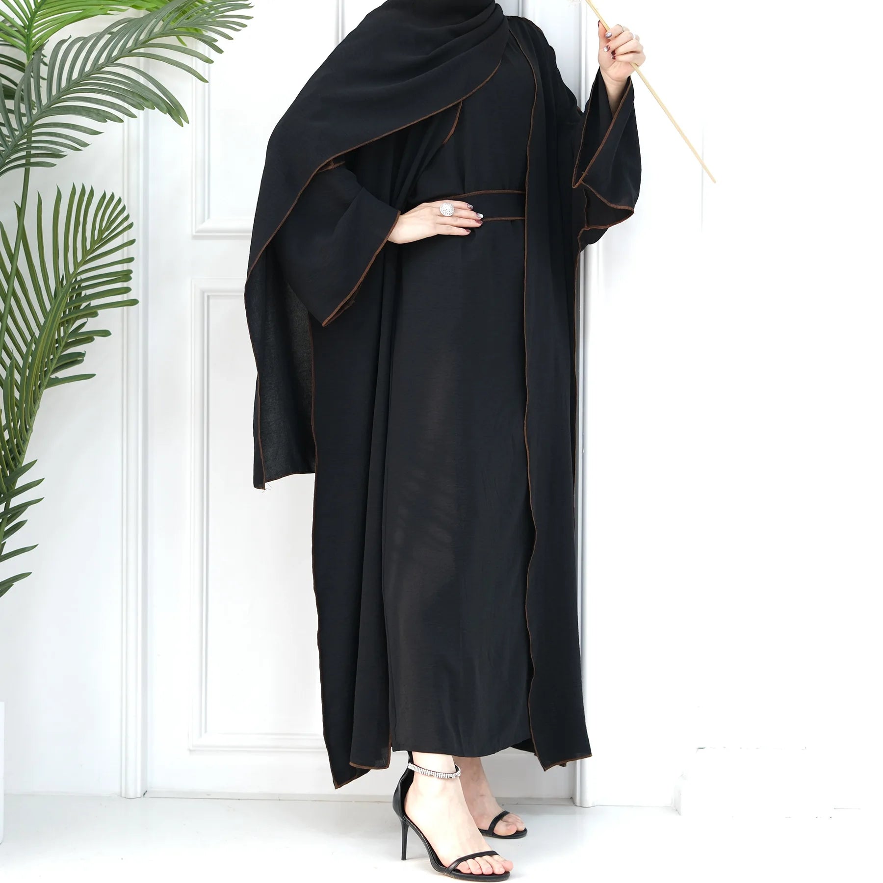 2-Piece Abaya Set - Slip Dress with Cardigan