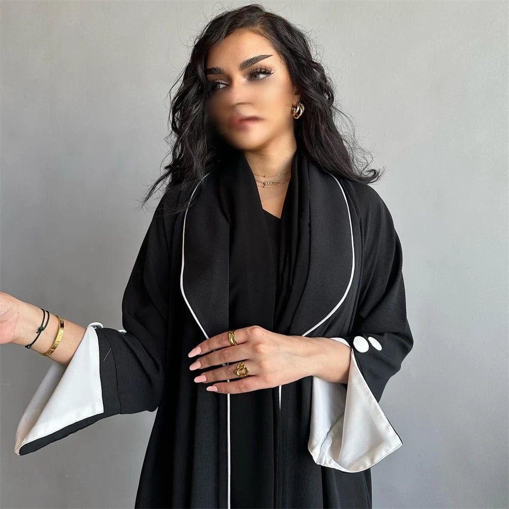 Button Split Sleeve Kimono Abaya - Dubai Style