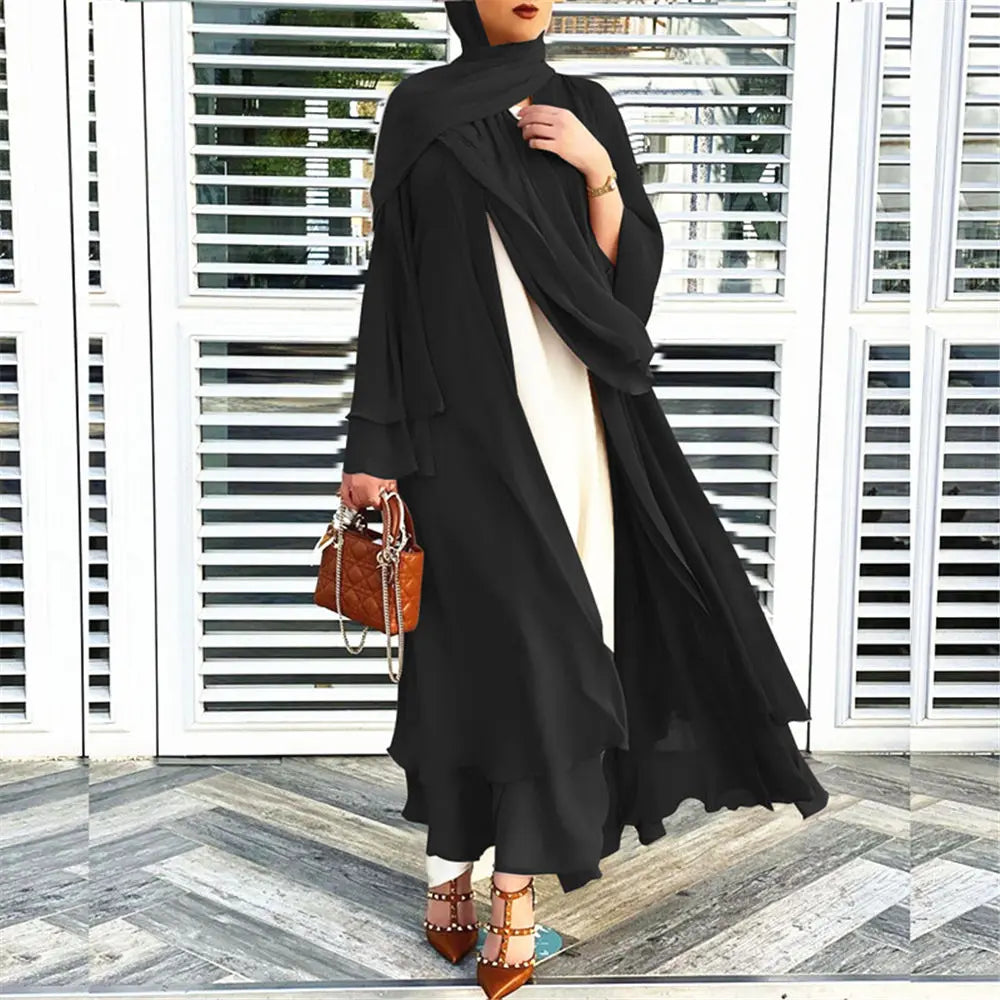 Chiffon Abaya Kimono with Belt - Dubai Style