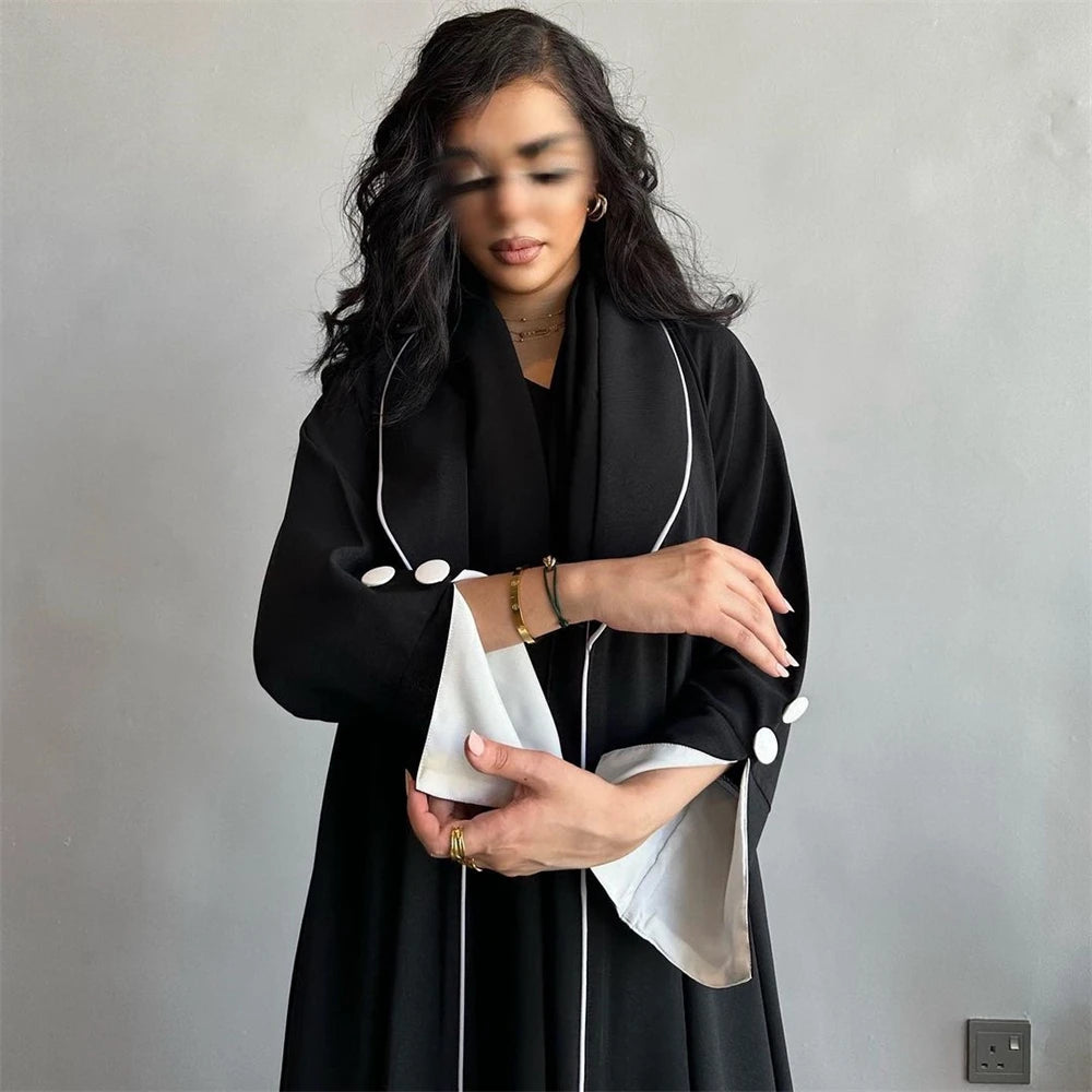 Button Split Sleeve Kimono Abaya - Dubai Style